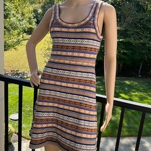 Free People Nordic Fair Isle Sweater Dress Blue and Tan